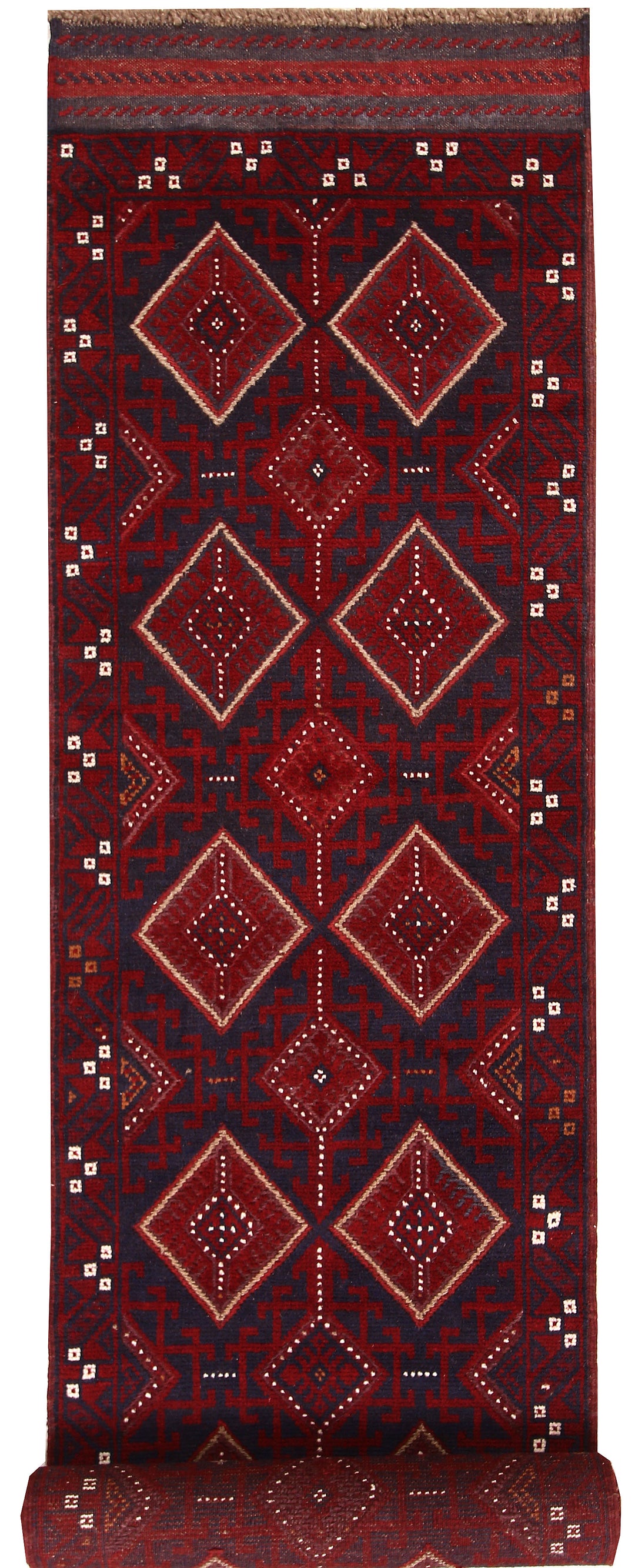 Dark Blue Mashwani 2' 5 x 11' 5 - No. 63323 - ALRUG Rug Store