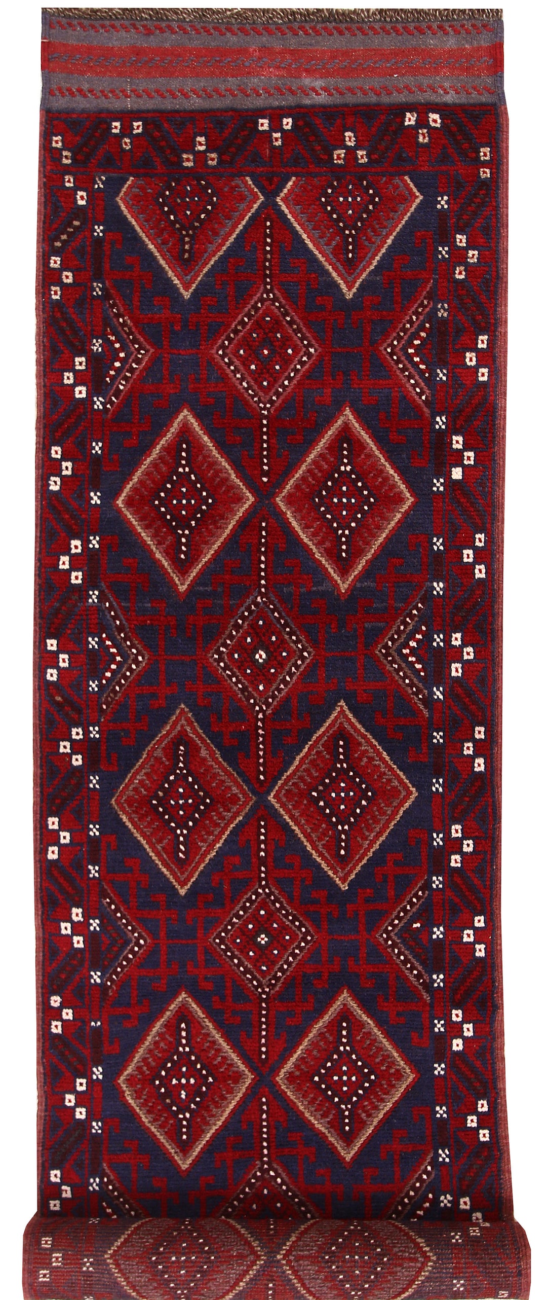 Dark Blue Mashwani 2' 6 x 11' - No. 63324 - ALRUG Rug Store