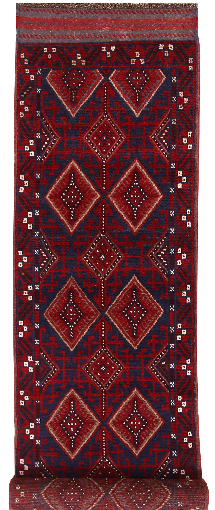 Dark Blue Mashwani 2' 6 x 11' - No. 63324 - ALRUG Rug Store