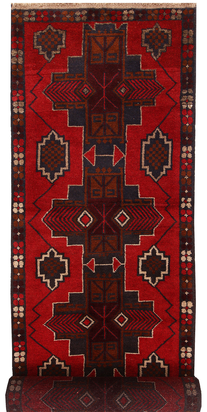 Firebrick Baluchi 2' 11 x 12' 5 - No. 63329 - ALRUG Rug Store