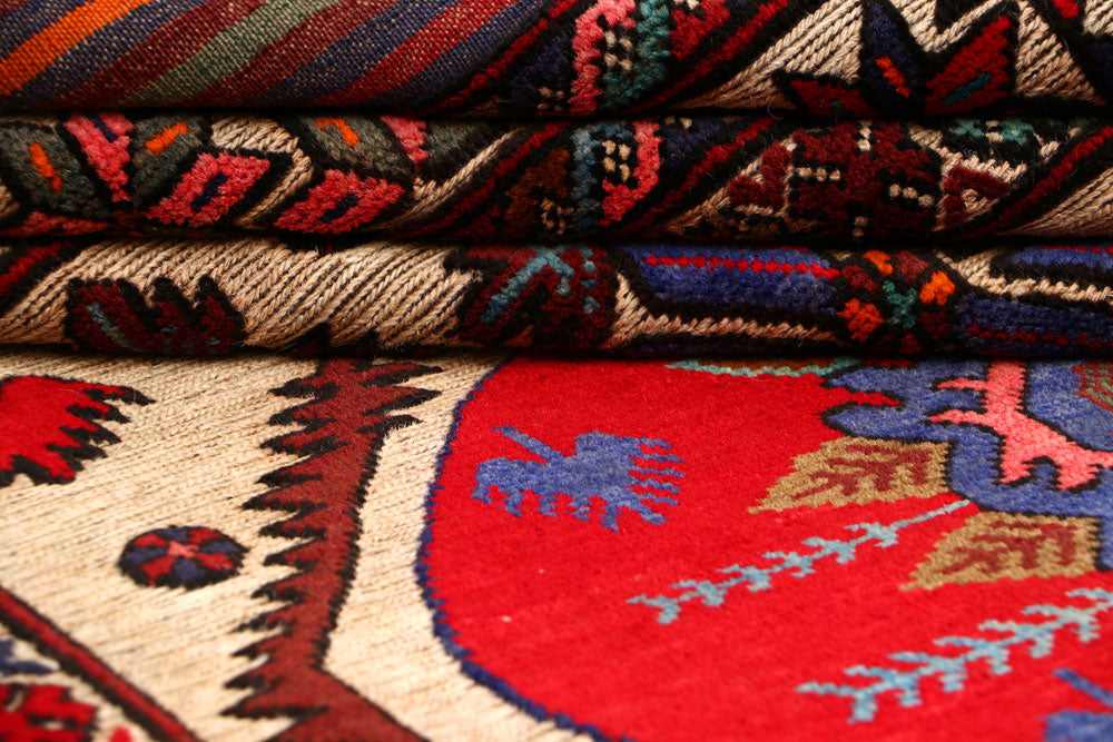 Brown Afghan Oriental Rug 4'1" x 5'11" Hand-Knotted pattern