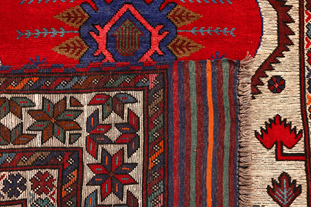 Brown Afghan Oriental Rug 4'1" x 5'11" Hand-Knotted field
