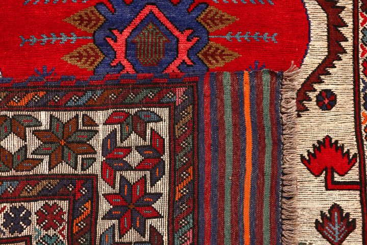 Brown Afghan Oriental Rug 4'1" x 5'11" Hand-Knotted field