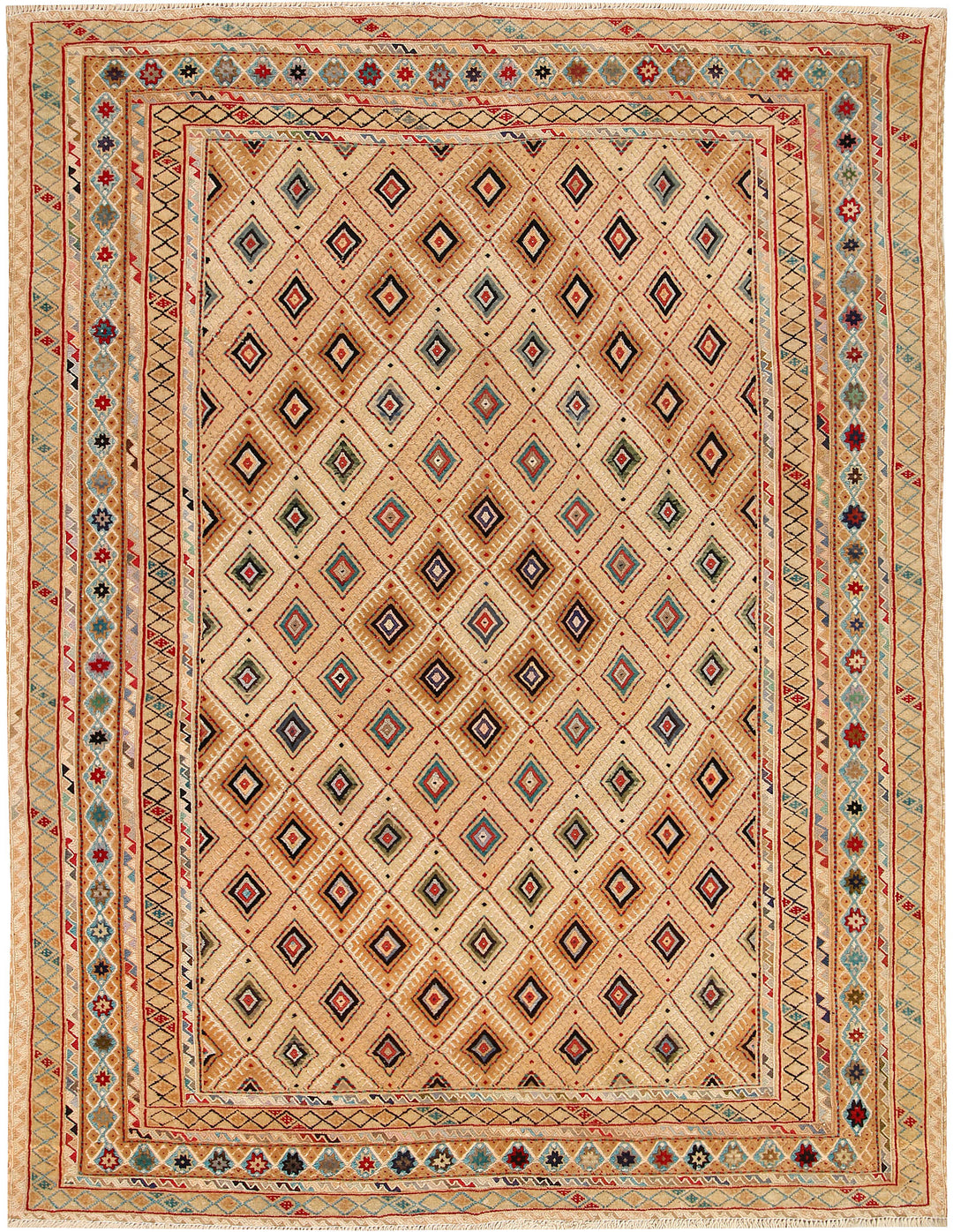 Afghan Mashwani Rug 5' x 6' 6" Hand-Knotted