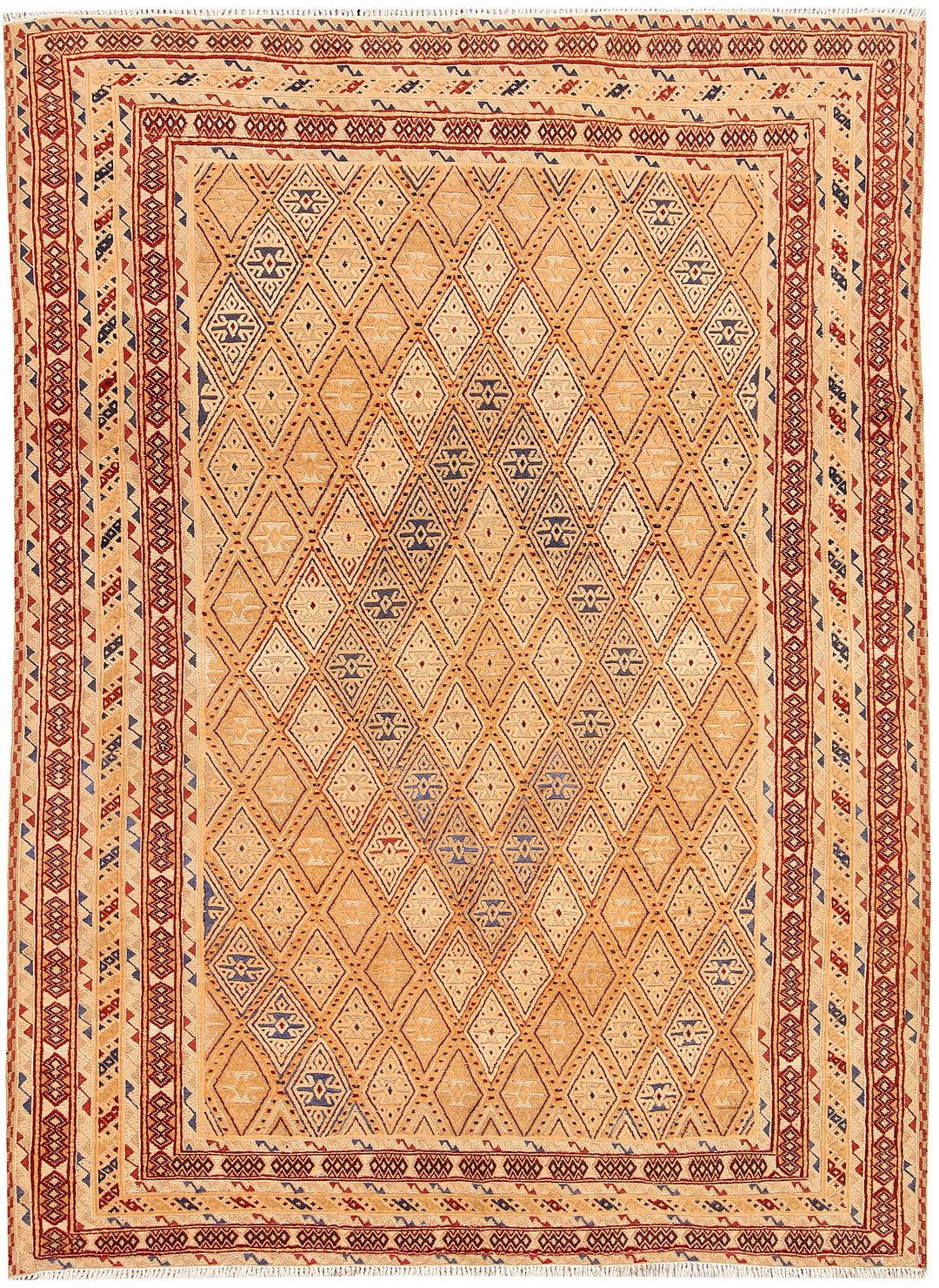 Afghan Mashwani Rug 4' 7" x 6' 6" Hand-Knotted
