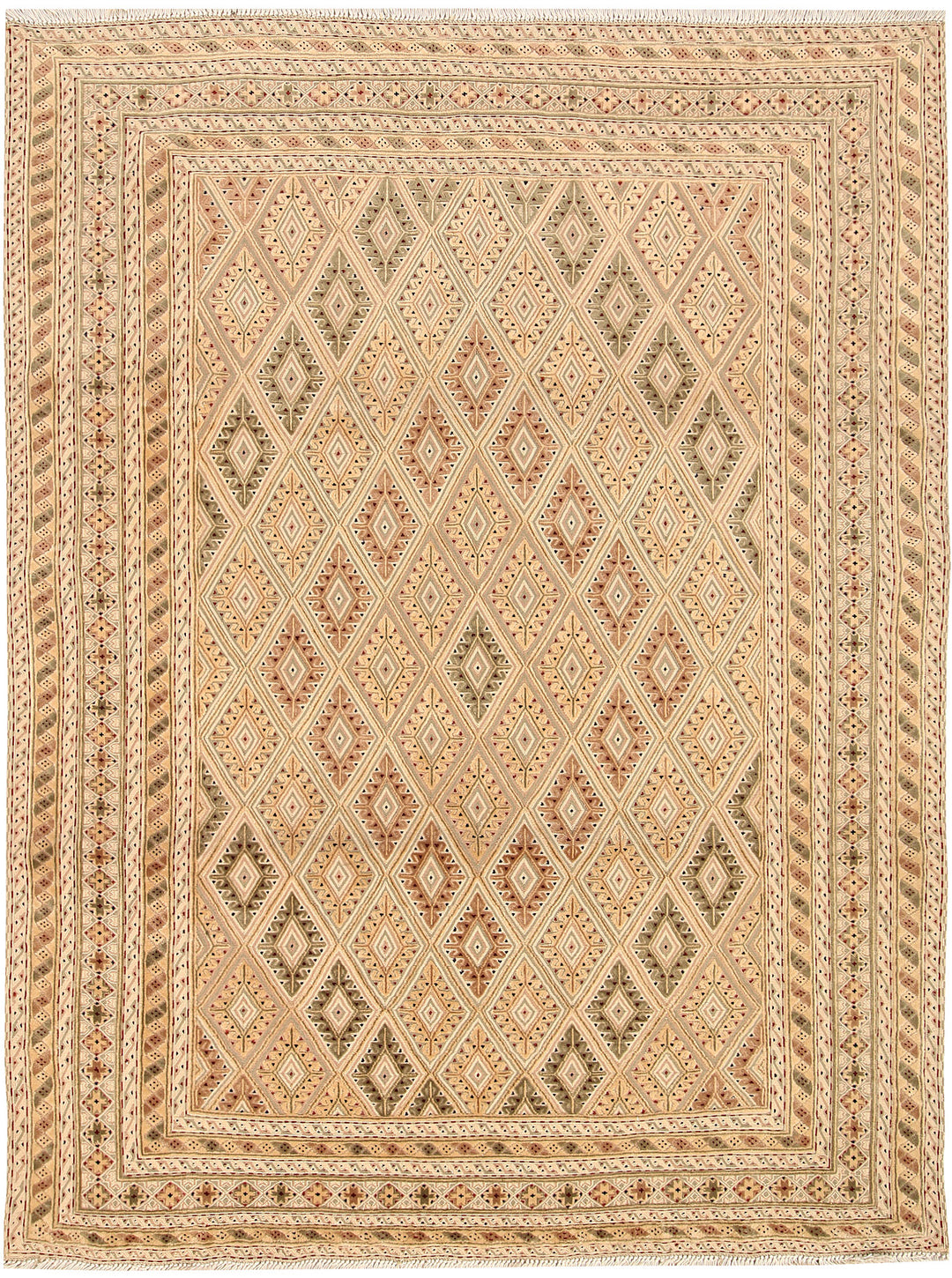 Afghan Mashwani Rug 4' 11" x 6' 5" Hand-Knotted