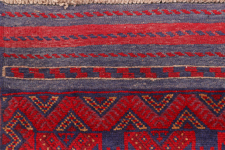 Dark Blue Mashwani 2' 7 x 12' - No. 63471 - ALRUG Rug Store
