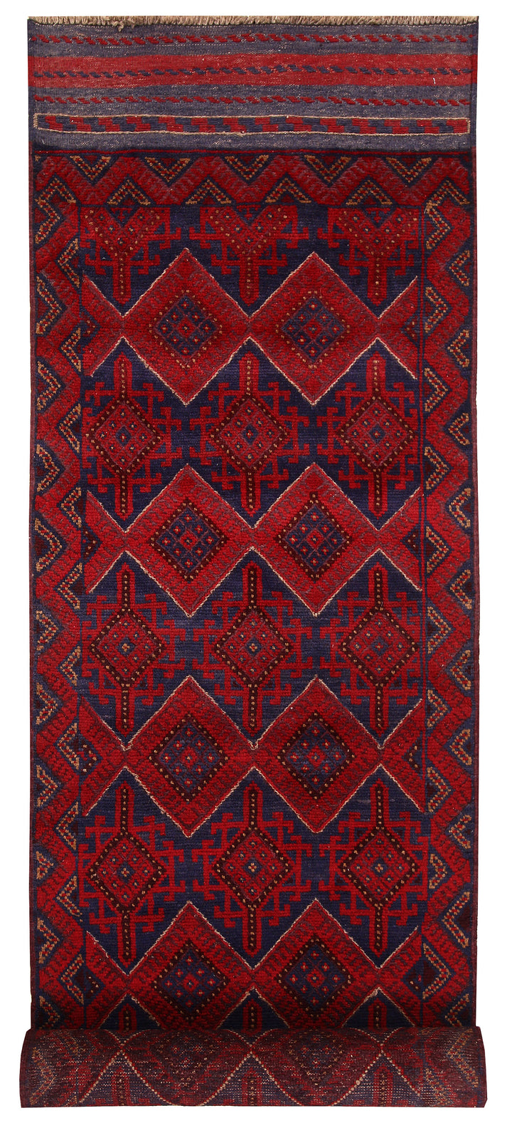 Dark Blue Mashwani 2' 7 x 12' - No. 63471 - ALRUG Rug Store