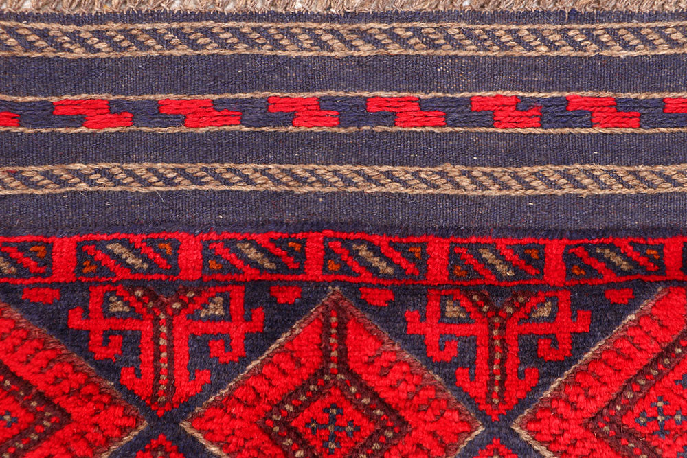 Dark Red Mashwani 2' 3 x 12' 6 - No. 63472 - ALRUG Rug Store