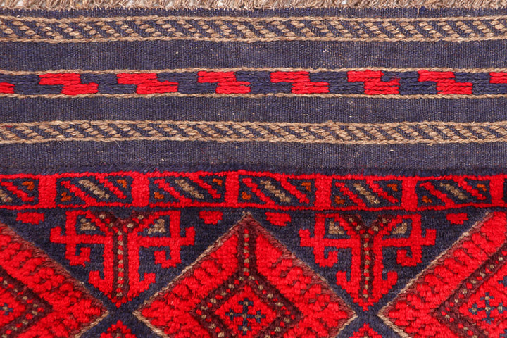 Dark Red Mashwani 2' 3 x 12' 6 - No. 63472 - ALRUG Rug Store