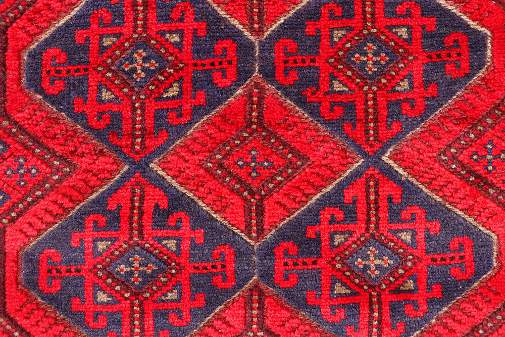 Dark Red Mashwani 2' 3 x 12' 6 - No. 63472 - ALRUG Rug Store
