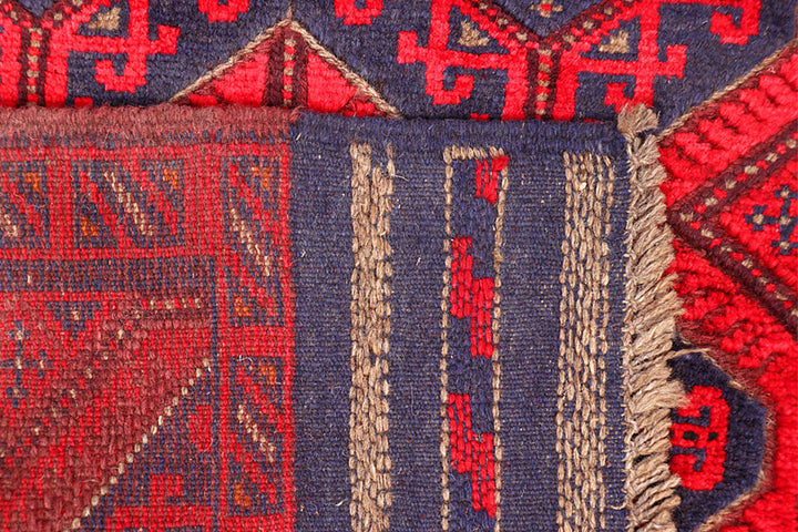 Dark Red Mashwani 2' 3 x 12' 6 - No. 63472 - ALRUG Rug Store