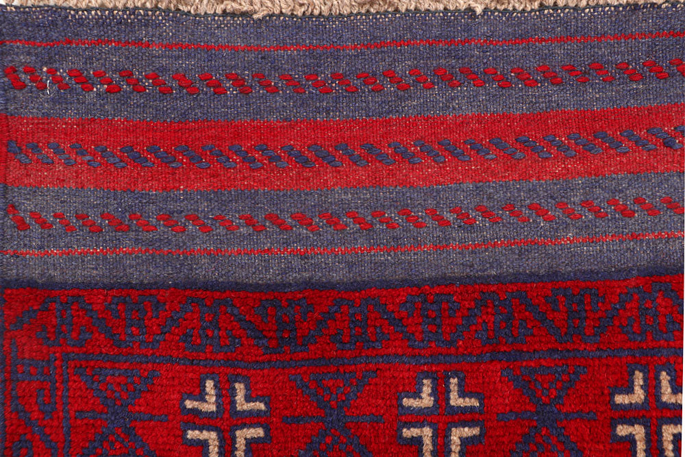 Dark Red Mashwani 2' 7 x 11' 11 - No. 63473 - ALRUG Rug Store