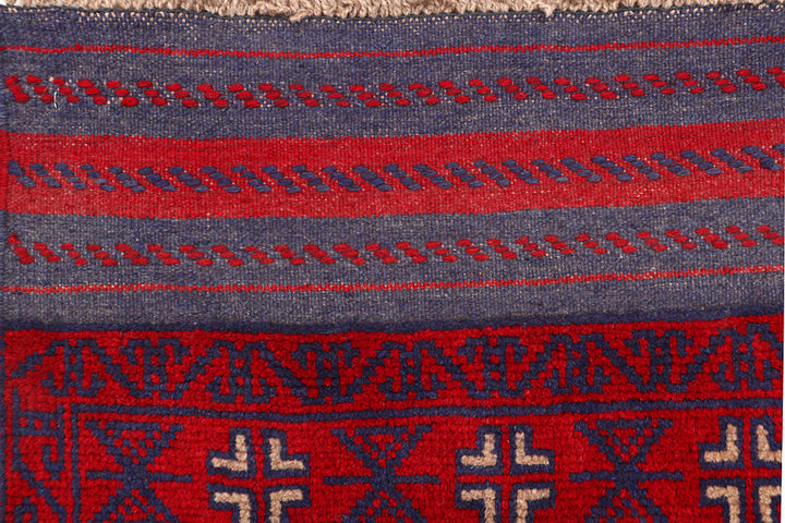 Dark Red Mashwani 2' 7 x 11' 11 - No. 63473 - ALRUG Rug Store