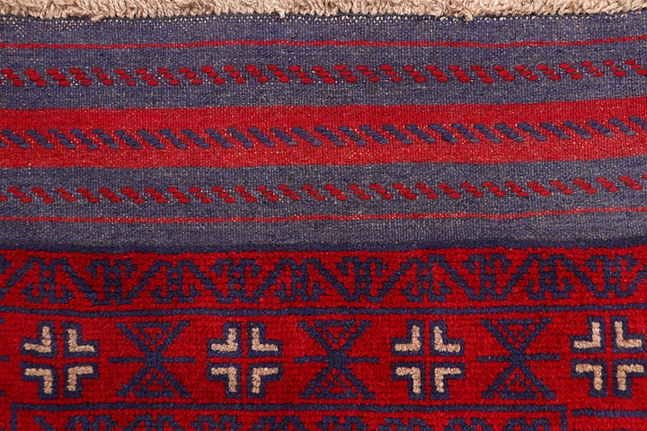 Dark Red Mashwani 2' 7 x 11' 11 - No. 63473 - ALRUG Rug Store