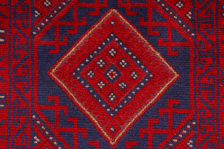 Dark Red Mashwani 2' 7 x 11' 11 - No. 63473 - ALRUG Rug Store