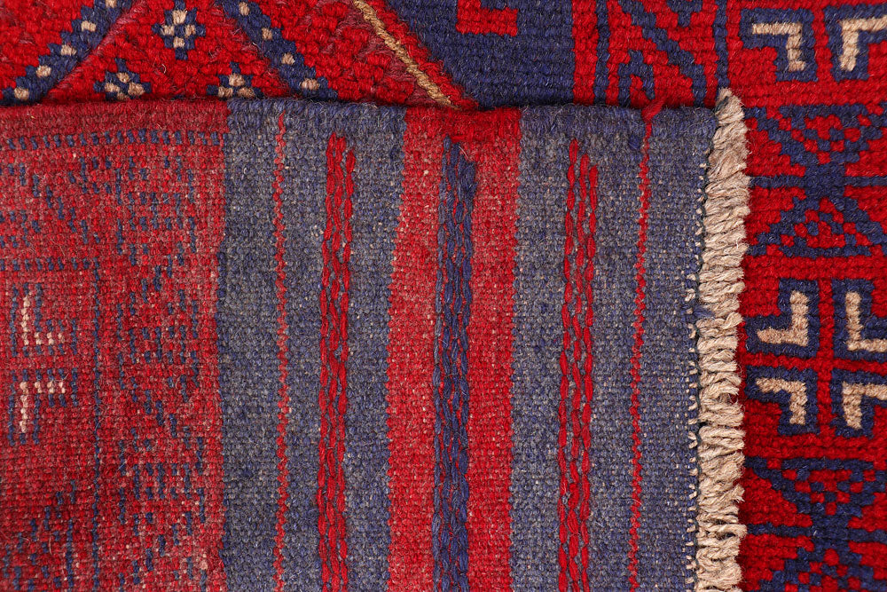 Dark Red Mashwani 2' 7 x 11' 11 - No. 63473 - ALRUG Rug Store