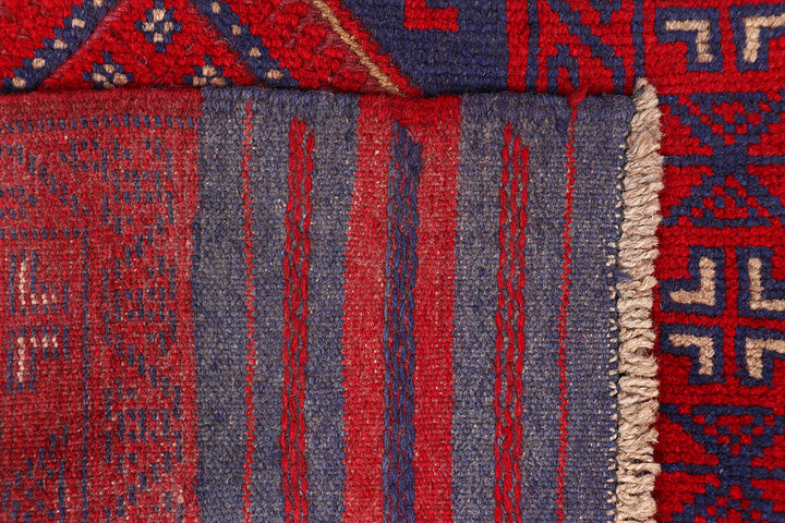 Dark Red Mashwani 2' 7 x 11' 11 - No. 63473 - ALRUG Rug Store