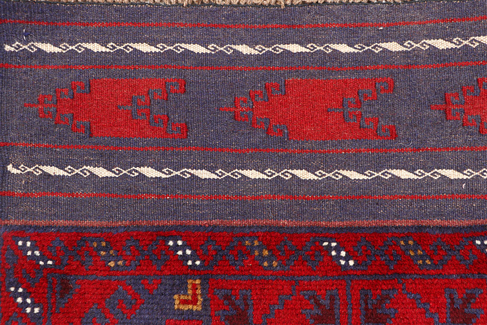 Dark Red Mashwani 2' 5 x 11' 1 - No. 63475 - ALRUG Rug Store