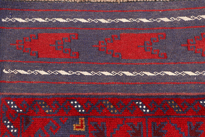 Dark Red Mashwani 2' 5 x 11' 1 - No. 63475 - ALRUG Rug Store