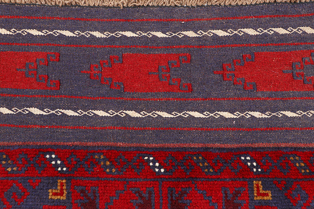 Dark Red Mashwani 2' 5 x 11' 1 - No. 63475 - ALRUG Rug Store