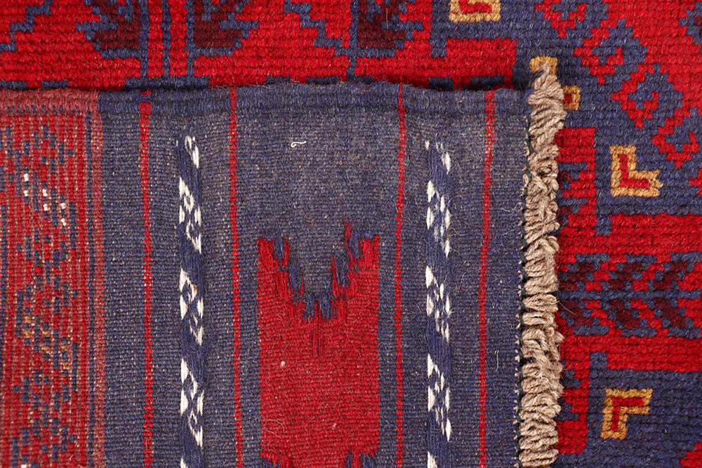 Dark Red Mashwani 2' 5 x 11' 1 - No. 63475 - ALRUG Rug Store