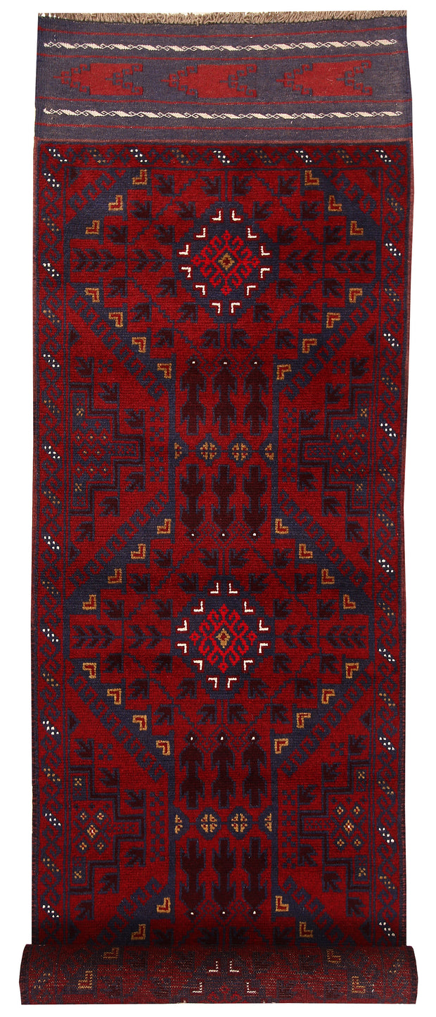 Dark Red Mashwani 2' 5 x 11' 1 - No. 63475 - ALRUG Rug Store