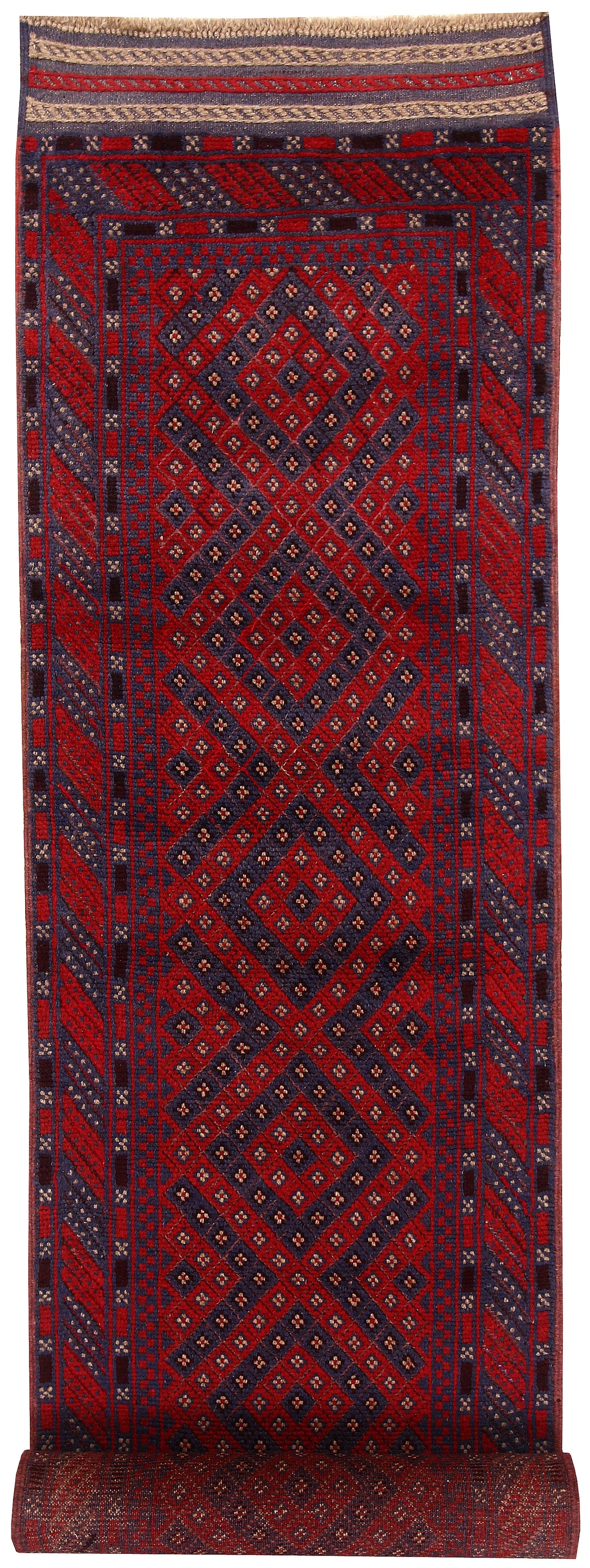 Dark Blue Mashwani 2' 3 x 11' 10 - No. 63476 - ALRUG Rug Store