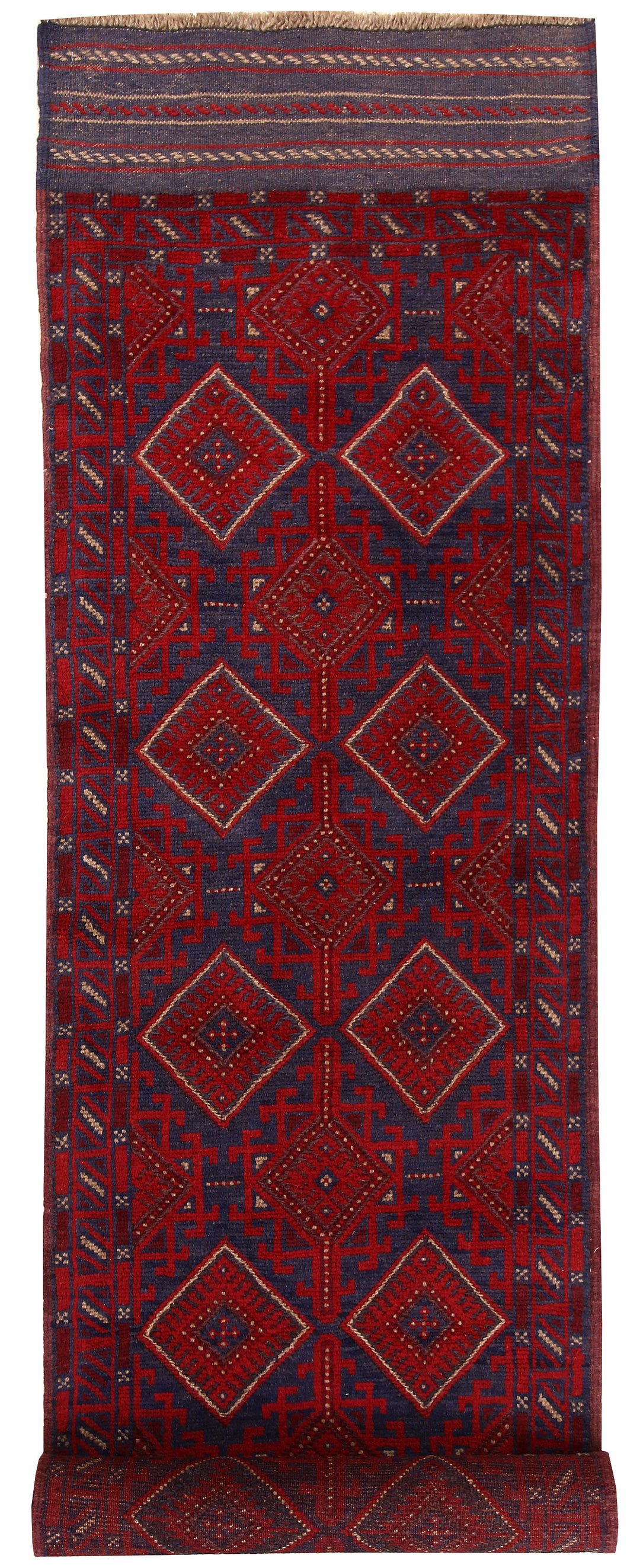 Dark Blue Mashwani 2' 4 x 11' 8 - No. 63477 - ALRUG Rug Store