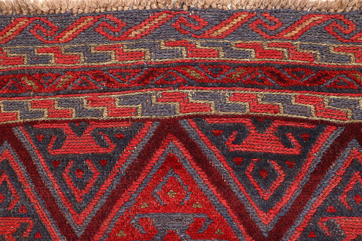 Dark Red Mashwani 2' 7 x 12' 6 - No. 63478 - ALRUG Rug Store