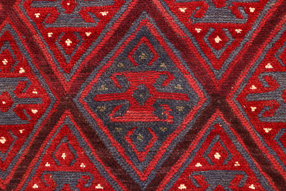 Dark Red Mashwani 2' 7 x 12' 6 - No. 63478 - ALRUG Rug Store