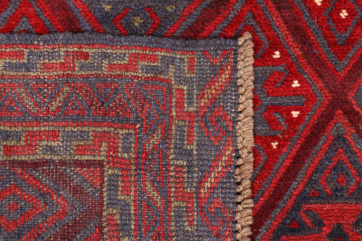 Dark Red Mashwani 2' 7 x 12' 6 - No. 63478 - ALRUG Rug Store