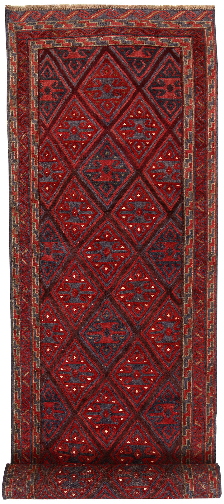 Dark Red Mashwani 2' 7 x 12' 6 - No. 63478 - ALRUG Rug Store