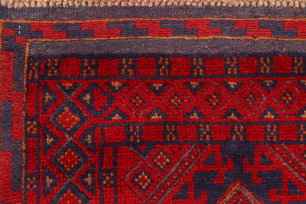 Dark Red Mashwani 2' 4 x 9' 11 - No. 63480 - ALRUG Rug Store