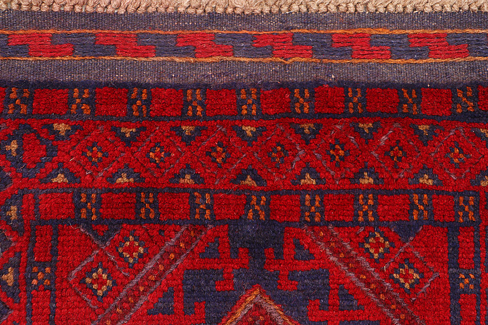 Dark Red Mashwani 2' 4 x 9' 11 - No. 63480 - ALRUG Rug Store