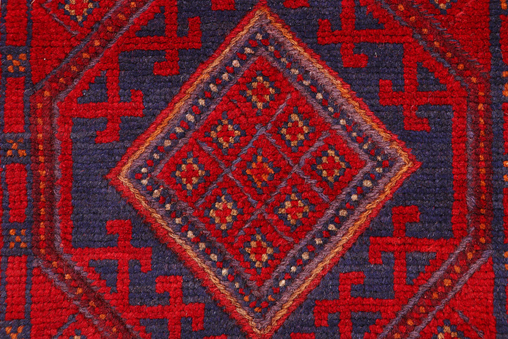 Dark Red Mashwani 2' 4 x 9' 11 - No. 63480 - ALRUG Rug Store