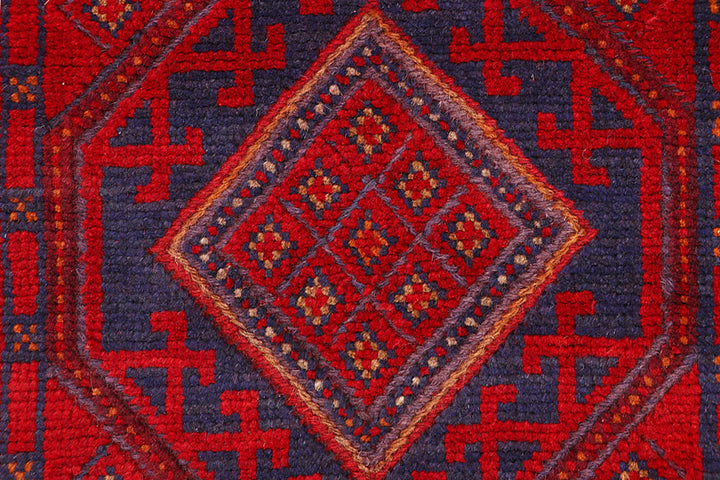 Dark Red Mashwani 2' 4 x 9' 11 - No. 63480 - ALRUG Rug Store