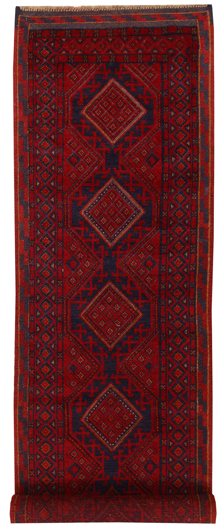 Dark Red Mashwani 2' 4 x 9' 11 - No. 63480 - ALRUG Rug Store
