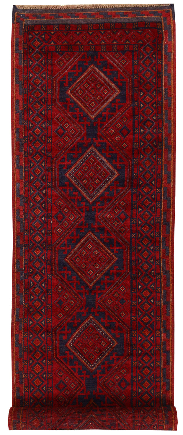 Dark Red Mashwani 2' 4 x 9' 11 - No. 63480 - ALRUG Rug Store