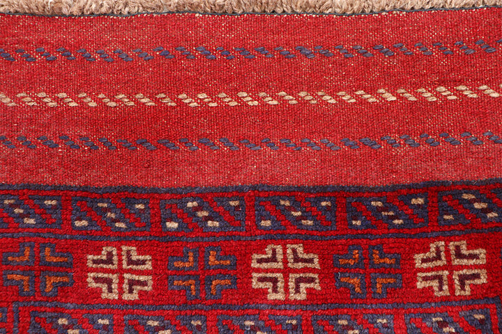Dark Red Mashwani 2' 4 x 11' 8 - No. 63481 - ALRUG Rug Store
