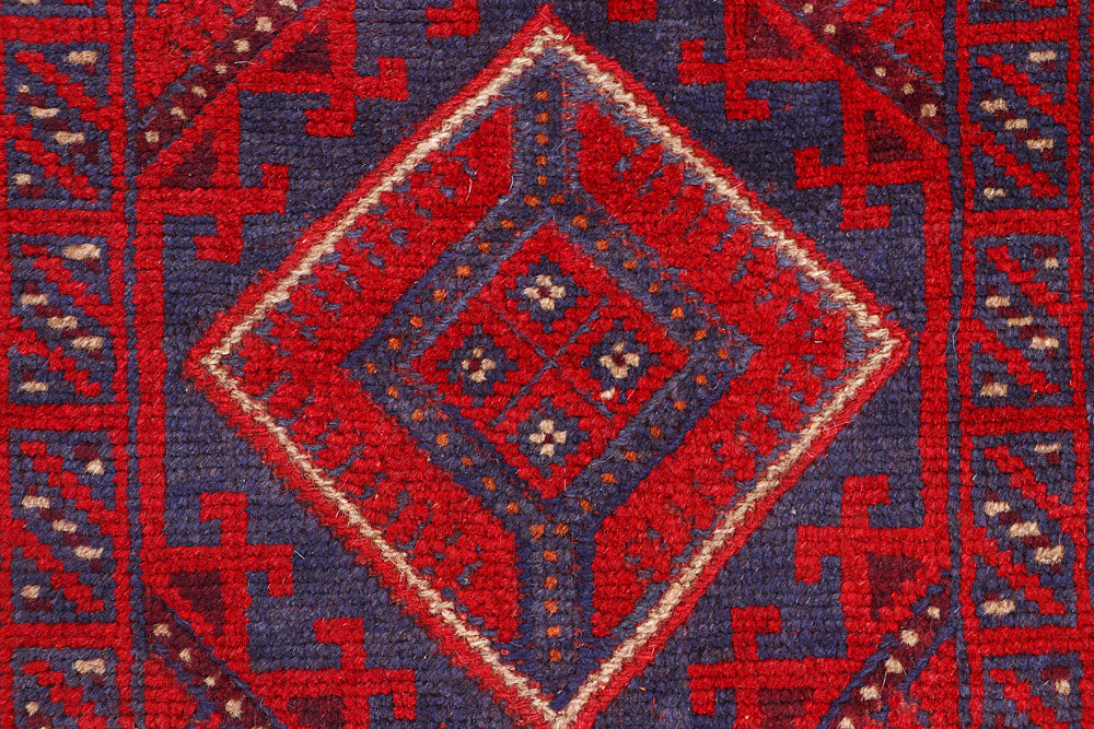 Dark Red Mashwani 2' 4 x 11' 8 - No. 63481 - ALRUG Rug Store