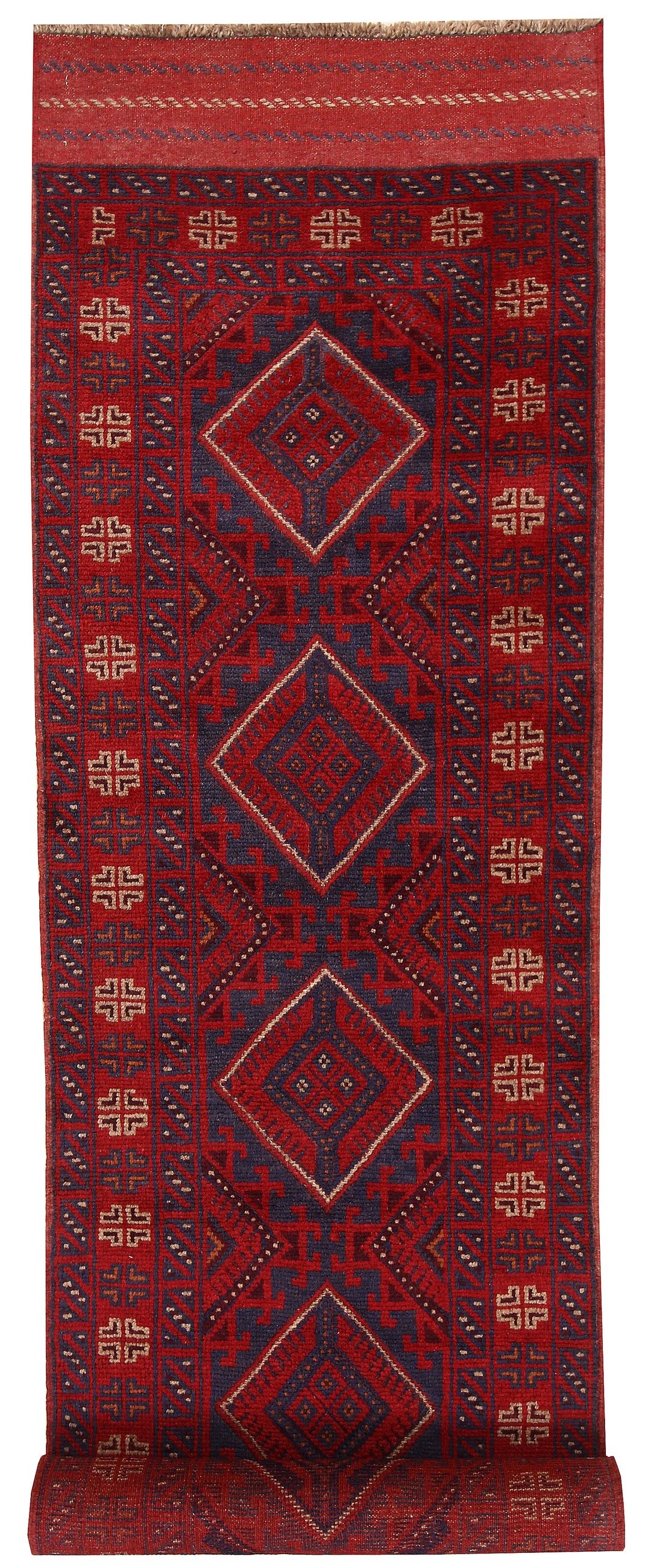 Dark Red Mashwani 2' 4 x 11' 8 - No. 63481 - ALRUG Rug Store