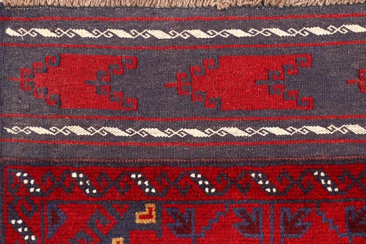 Dark Red Mashwani 2' 6 x 11' 3 - No. 63482 - ALRUG Rug Store