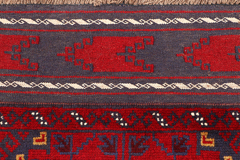Dark Red Mashwani 2' 6 x 11' 3 - No. 63482 - ALRUG Rug Store