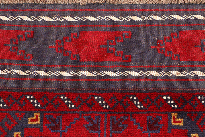 Dark Red Mashwani 2' 6 x 11' 3 - No. 63482 - ALRUG Rug Store