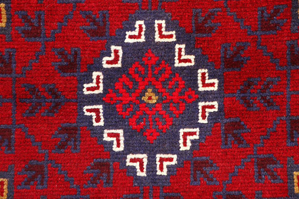 Dark Red Mashwani 2' 6 x 11' 3 - No. 63482 - ALRUG Rug Store