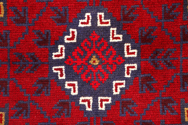 Dark Red Mashwani 2' 6 x 11' 3 - No. 63482 - ALRUG Rug Store