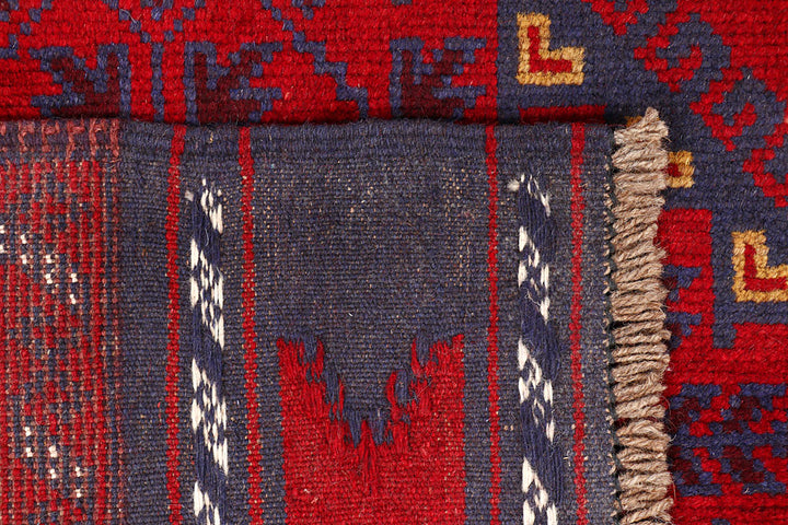 Dark Red Mashwani 2' 6 x 11' 3 - No. 63482 - ALRUG Rug Store