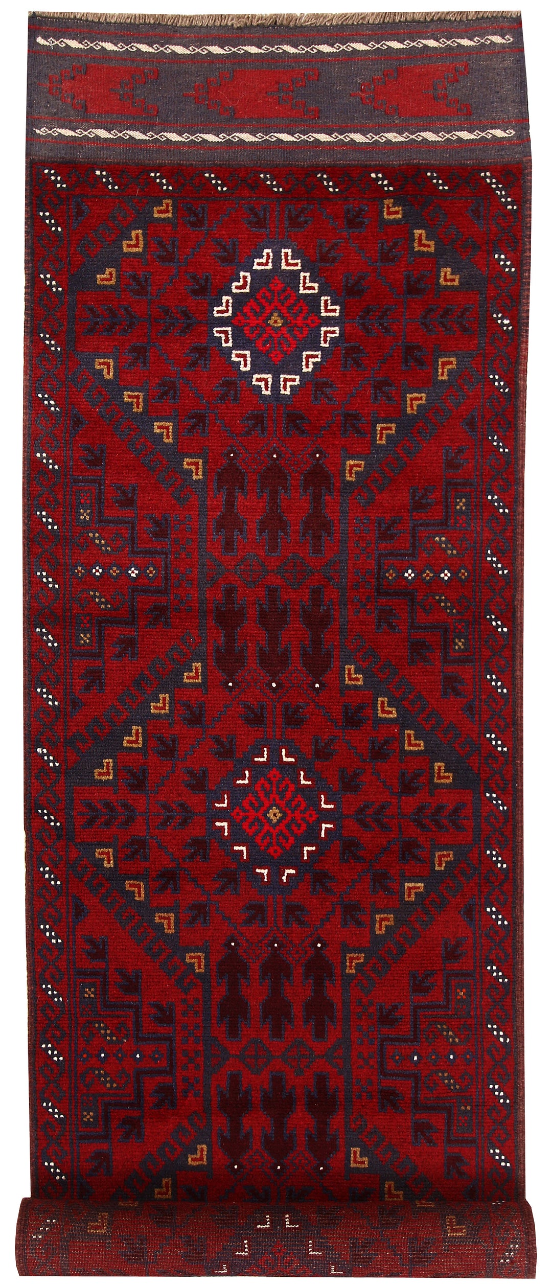 Dark Red Mashwani 2' 6 x 11' 3 - No. 63482 - ALRUG Rug Store