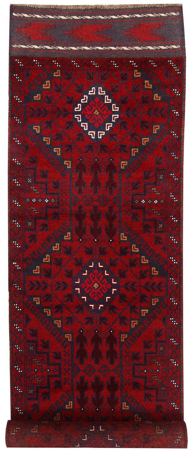 Dark Red Mashwani 2' 6 x 11' 3 - No. 63482 - ALRUG Rug Store